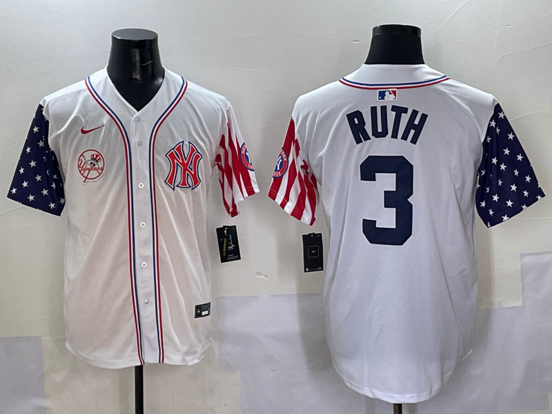 Men 2025  MLB New York Yankees #3 Ruth white jersey style 3->new york yankees->MLB Jersey